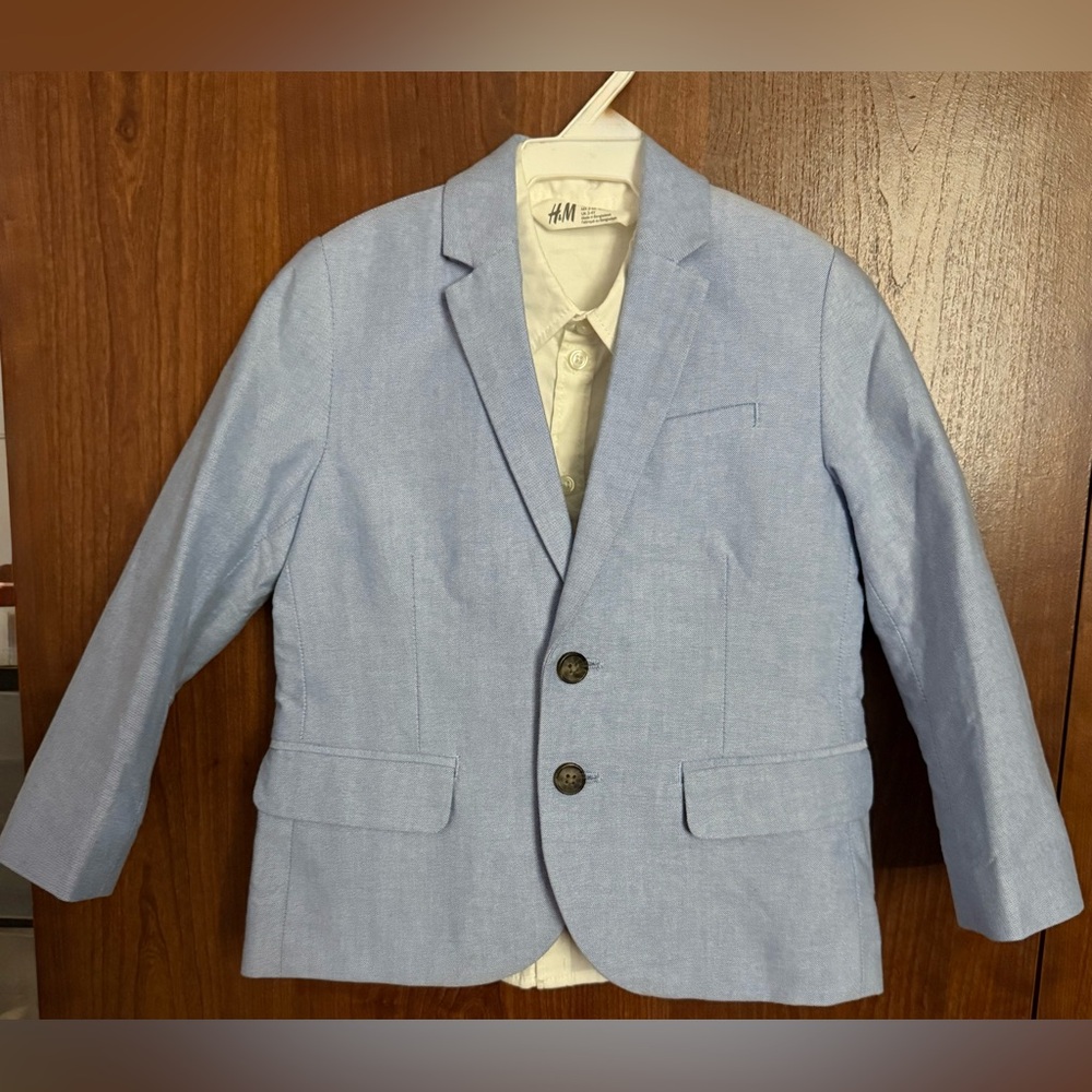 EUC H&M Light Blue Blazer and White Button-down Shirt Combo